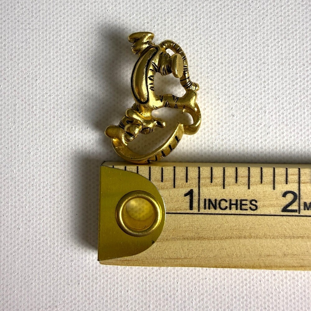 Disney Tigger TTFN Pin Gold Tone Winnie the Pooh Ta Ta For Now Brooch Engraved - Picture 10 of 11